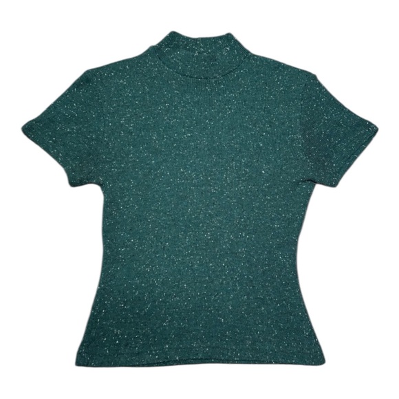 Hang Ten Women’s Medium Mock Neck Green Short Sleeve Tee Made in the USA - Picture 1 of 11